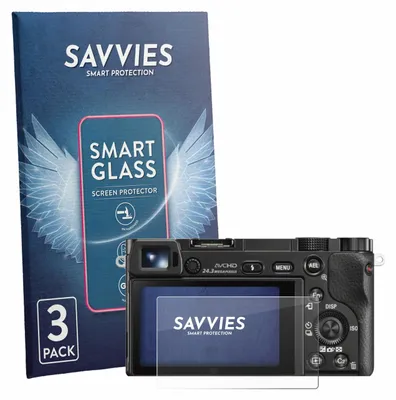 Produktbild von 3x Savvies Schutzglas Folie für Sony Alpha 5000 / 6000 / 6400 9H Panzer Schutzfolie Glas Displayschutz klar transparent