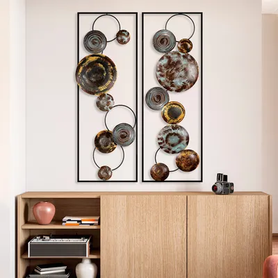 Immagine prodotto di Wallity, Textured - 6, Accessorio decorativo da parete in metallo, 100 % METALLO, Multicolore, 32 x 4 x 92 cm
