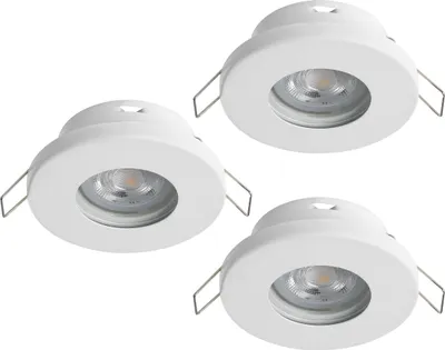 Produktbild von EGLO 3er Set LED Einbaustrahler Favazzina, runde Deckenspots, Deckenstrahler flach aus Metall in Weiß, inkl. GU10 Leuchtmittel, warmweiß, Ø 8,5 cm