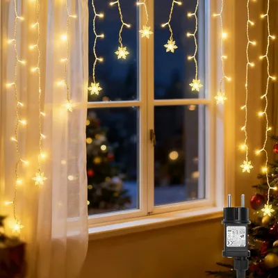 Produktbild von Lichtervorhang von 3M mit 82 warmweißen LEDs, 8 Modi, Timer, IP44