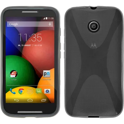 Produktbild von PhoneNatic Case kompatibel mit Motorola Moto E - grau Silikon Hülle X-Style + 2 Schutzfolien