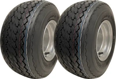Produktbild von Parnells 2x Räder, Grasreifen für Golf Buggy 18x8.50-8 215mm, 4-lagig, schlauchlos, 6mm Profiltiefe, abgerundete Schultern, Modell P509, Silber, Fairway-schonend, passend für Clubcar, E-Z-Go, Yamaha, Polaris, Garia, 370kg (815lbs) Traglast bei 22 PSI