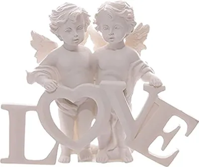 Produktbild von Zwei Engelchen halten LOVE Schriftzug fest