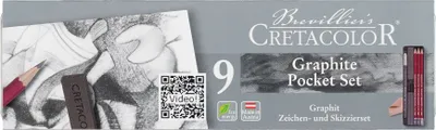 Produktbild von Cretacolor Graphit Zeichen- und Skizzenset 9-teilig Pocketset für Kinder und Erwachsene