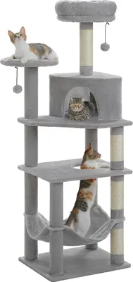 Immagine prodotto di Albero per gatti, struttura a 5 livelli, accogliente tiragraffi, AMT0331GY, L