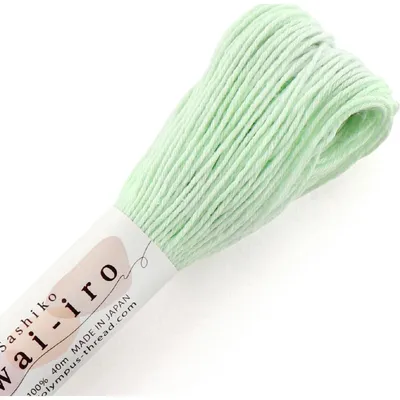 Produktbild von Olympus Awai-iro Sashiko-Garn, Baumwolle, robust, Farbe A3, Mintgrün, ca. 40 Meter, hergestellt in Japan