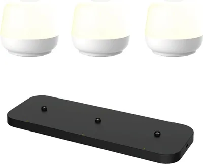 Immagine prodotto di Lampada da tavolo Naxos - set di 3 - bianco + stazione di ricarica nera - H8 x Ø9