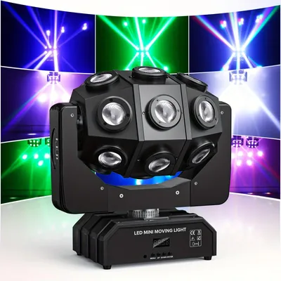 Obrázek produktu pro 270W LED reflektor s pohyblivou hlavou – RGBW osvětlení pro pódium – DJ světla – osvětlení pro diskotéky – osvětlení pro party – 18 LED diod – DMX512 a ovládání zvukem
