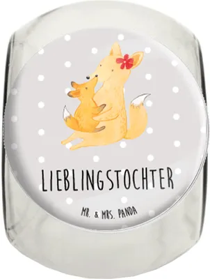 Produktbild von Mr. & Mrs. Panda Kaffeedose Fuchs Mama L 870ml - Grau Pastell - Geschenk, Vorratsbehälter, Mutter, Schoß, Bonboniere, Bruder, Tochter, glasbehälter, Teedose