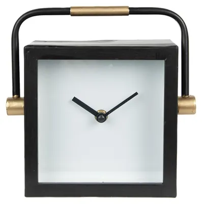 Produktbild von Clayre & Eef Tischuhr 19 cm Schwarz Weiß Eisen
