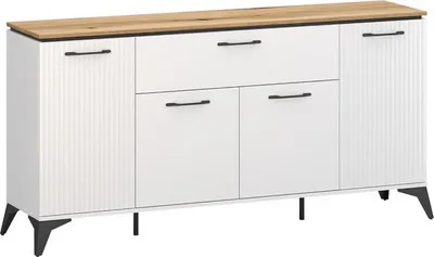 Obrázek produktu pro Kondela Čtyřdveřová komoda se zásuvkou Velis 4D1S - bílá / dub evoke
