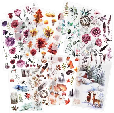 Produktbild von Rub on Transfer Aufkleber, 10 Blätter, Blumen, für Scrapbooking, Journaling