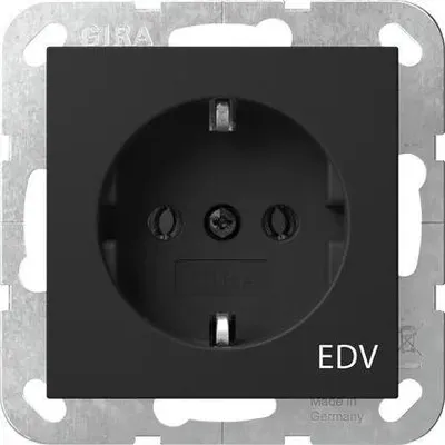 Produktbild von Gira SCHUKO-Steckd. Aufdruck EDV System 55 Schwarz m 4458005