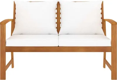 Immagine prodotto di vidaXL Panchina da giardino 120 cm con cuscini bianco crema in legno massiccio di acacia