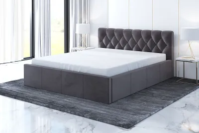 Produktbild von Polsterbett VOG 140 x 200 mit Matratze und Bettkasten. Farbe: Grau