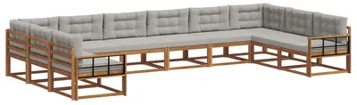 Produktbild von vidaXL Outdoor-Sofagarnitur mit Kissen 10 pcs Natürlich und Hellgrau