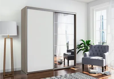 Produktbild von Geräumiger Kleiderschrank mit Spiegel 230/245 JACOBO – Eiche Sonoma / Weiß