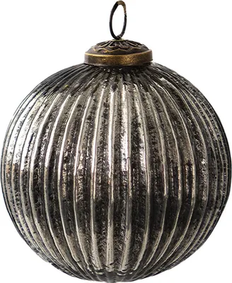 Produktbild von Clayre & Eef Weihnachtskugel Ø 10 cm Schwarz Silberfarbig Glas