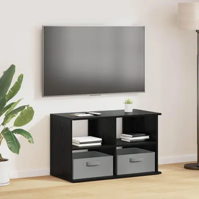 Obrázok produktu pre Maison Exclusive – TV stolík so zásuvkami, čierny, vzhľad dubového dreva, 79 x 40 x 48 cm