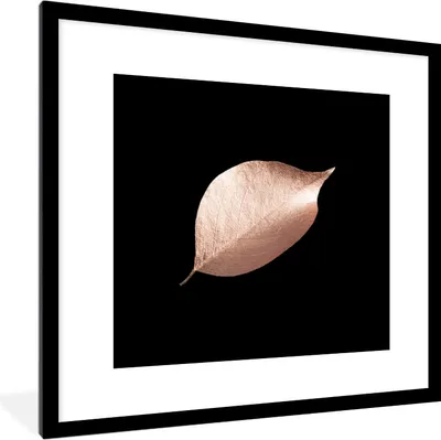 Produktbild von MuchoWow® MuchoWow® Gerahmtes Poster Gold - Rosa - Blatt 40x40 cm - Poster mit zchwarzem Bilderrahmen - Poster - Plakat im Rahmen