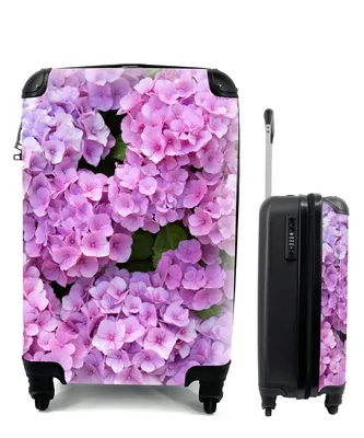 Produktbild von MuchoWow® Koffer Handgepäck Trolley Rollkoffer Kleine Reisekoffer mit 4 Rollen - Blumen - Hortensie - Strauch - Rosa - Blütenblätter - Cabin Size < 55x40x23 cm & 55x40x20 cm - Fotokoffer - Kabinenkoffer - Boardgepäck - Reise-Box - Reisekoffer - Reisegepäck - Koffer mit Bild - Trolley für Kinder