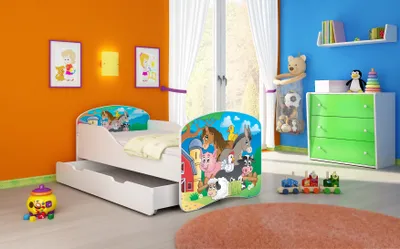 Immagine prodotto di ACMA I letto giovanile letto per bambini letto junior completo di materasso a doghe bianco 34 Farm 140x70 + rete