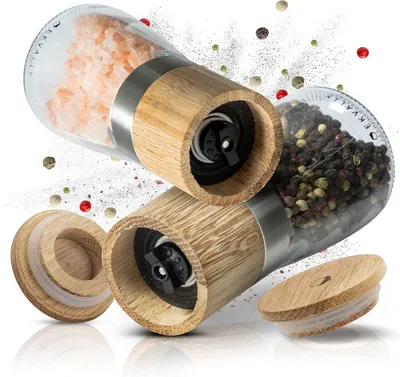 Produktbild von Pfeffer- und Salzmühle Braun Holz-Set mit Keramik 2-teiliges Set