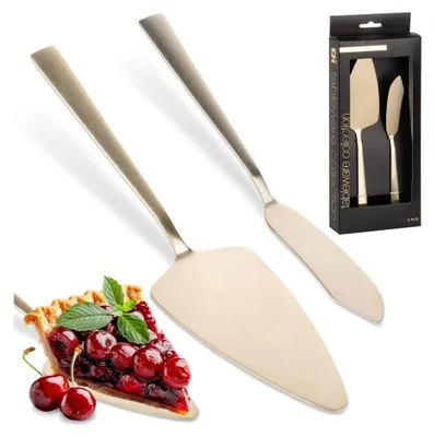 Produktbild von Tortenspachtel- und Messerset, 2-teilig, Stahl, gold, EXCELLENT HOUSEWARE 139749
