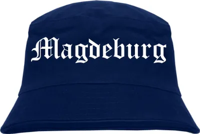 Produktbild von Magdeburg Fischerhut - Dunkelblau - Altdeutsch - bedruckt - Bucket Hat Anglerhut Hut L/XL Dunkelblau