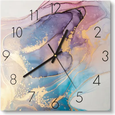 Produktbild von DEQORI Glasuhr 30x30 cm Zahlen 'Marmorgrafik in Pastell' Wanduhr Glas Uhr Design leise