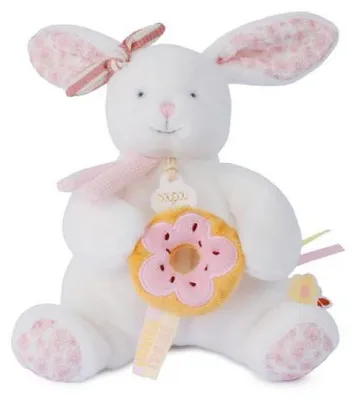 Image de Doudou et Compagnie Lapin vanille fraise - pantin avec donut