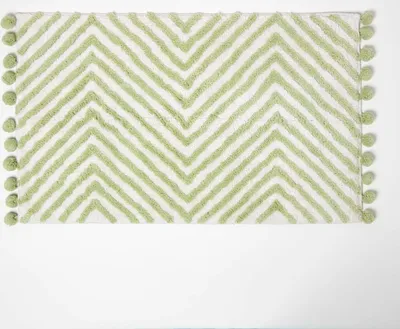 Produktbild von HOMESCAPES Badteppich grün mit Zickzack-Muster - Badematte 50 x 80 cm