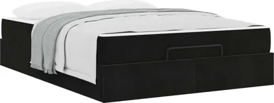 Image de Cadre de lit avec matelas 2 pcs Noir Velours
