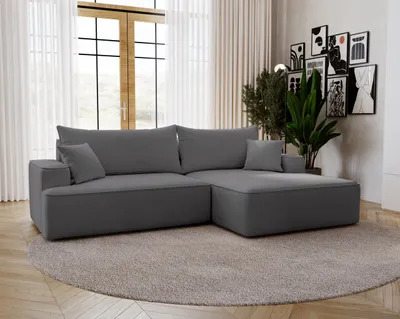 Image de Canapé d'angle avec coffre de lit Dallas - Canapé d'angle 270 cm, Canapé avec fonction sommeil - droite, Gris (Komodo 21)