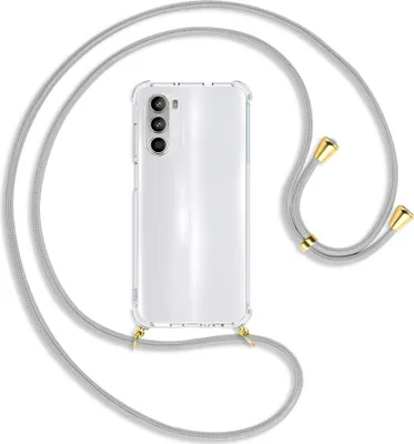 Produktbild von Handykette Backcover-Schutzhülle mit Band (Metall goldfarben) für Motorola Moto G52 / G82 - silbergrau