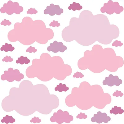 Immagine prodotto di Adesivi per pareti a forma di nuvole, confezione da 30 pezzi, autoadesivi, color rosa pastello, ideali per la cameretta dei bambini
