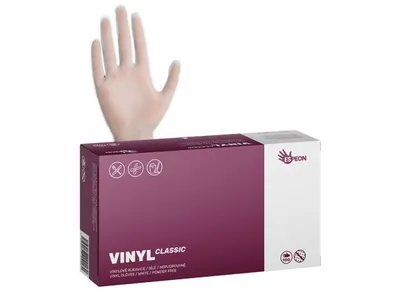 Zdjęcie produktu dla Rękawice jednorazowe VINYL CLASSIC, bezpudrowe, rozmiar L, białe