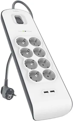 Produktbild von Belkin Surge Plus Überspannungs- schutz 8-fach inkl. 2 x USB 2,4A