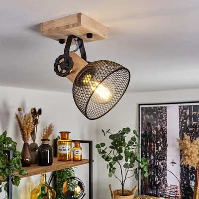 Produktbild von Cotes »Cotes« Wandlampe im Vintage-Design aus Holz/Metall in Natur/Schwarz