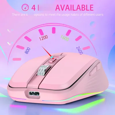 Obrázok produktu pre FMOUSE 2.4G+BT5.1 Dvojrežimová bezdrôtová myš Počítačové herné myši Ergonomický dizajn 4 rýchlosti Nastaviteľná rýchlosť pohybu Zabudovaná nabíjateľná batéria pre notebook