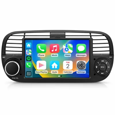 Image de Autoradio Android 15 de 7 pouces pour Fiat 500 (2007-2015), 2 Go de RAM + 64 Go de stockage, CarPlay et Android Auto sans fil, GPS, Wi-Fi, Bluetooth, DSP, couleur noire