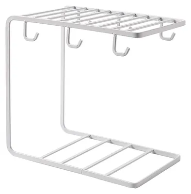 Tassenhalter aus Metall, 6 Haken, 24x23x15 cm, weiß