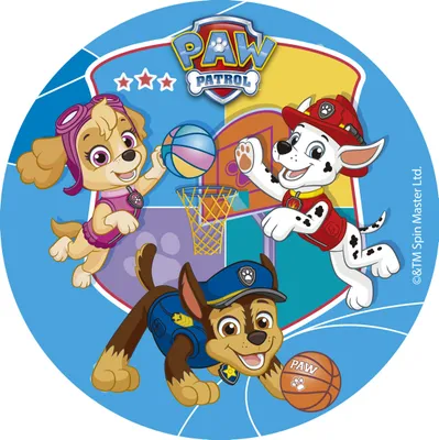 Produktbild von Fondantpapier Pfotenpatrouille Basketball 15,5cm