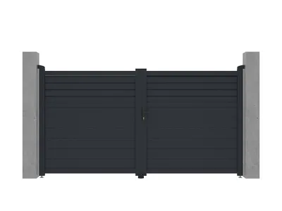 Produktbild von Drehbares, elektrisches Aluminiumtor mit Rollladen L.305 x H.166 cm anthrazit VIAZO