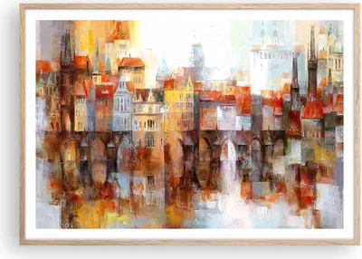 Produktbild von Gerahmtes Poster - Rahmen in heller Eiche - Stadt Mietshaus - 100x70 cm - Wand Bild - Wanddeko - Wandbilder - Wandposter - Bilderrahmen - Bilder - Kunstdruck - Wandbild - P2NAA100x70-3476