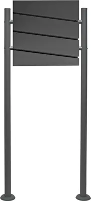Image de Wiltec Kit Boîte aux lettres V16 & Porte-journaux avec Pied de support, Verrouillable, Gris anthracite, Acier galvanisé, 370 x 105 x 370 mm, Fente et clapet