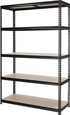Produktbild von Verstellbares 5-Ebenen-Regal mit höhenverstellbaren Holzböden und robuster Stahlstruktur – ideal für Lager, Garage und Haushalt 91Lx41Px183H
