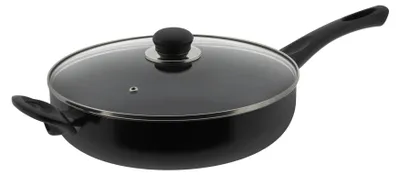 Produktbild von Schmorpfanne 28 cm Alu mit Glasdeckel Antihaft Bratpfanne Schwarz