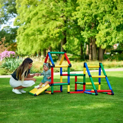 Immagine prodotto di QUADRO percorso di arrampicata struttura modulare per arrampicata e kit educativo per bambini, 238 pezzi, da 6 mesi, per interno/esterno, resistente ai raggi UV, Prodotto in Germania