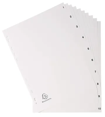Zdjęcie produktu dla Exacompta 1710E Ordnerregister Vollformat 1-10 grau 10-teilig, 1 Satz